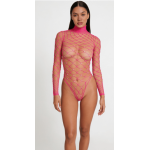 LOVE IN LEATHER RHINESTONE BODYSUIT LIN014 PINK